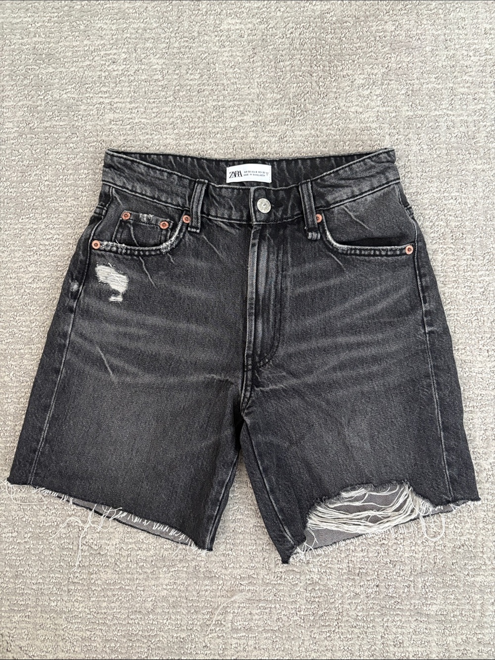 Zara Black Distressed Denim Cutoff Shorts